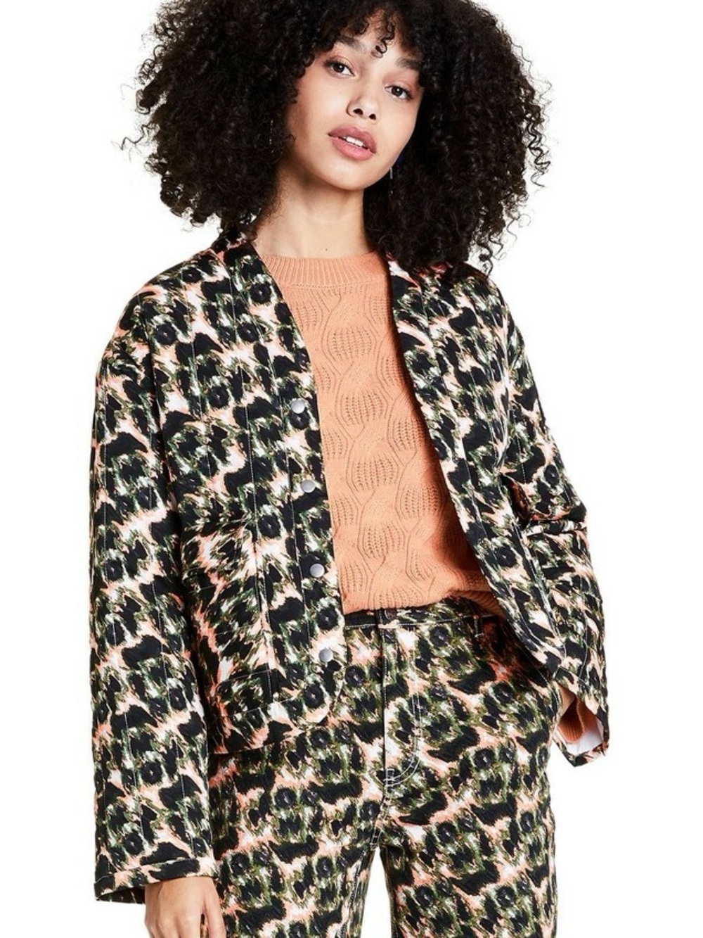 Rachel Comey for Target Patterned Quilted Jacket in Black and Blush S